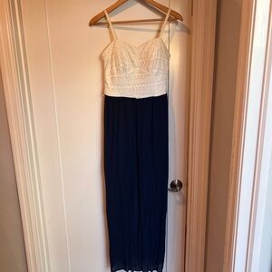 As U Wish White and Navy Maxi Dress